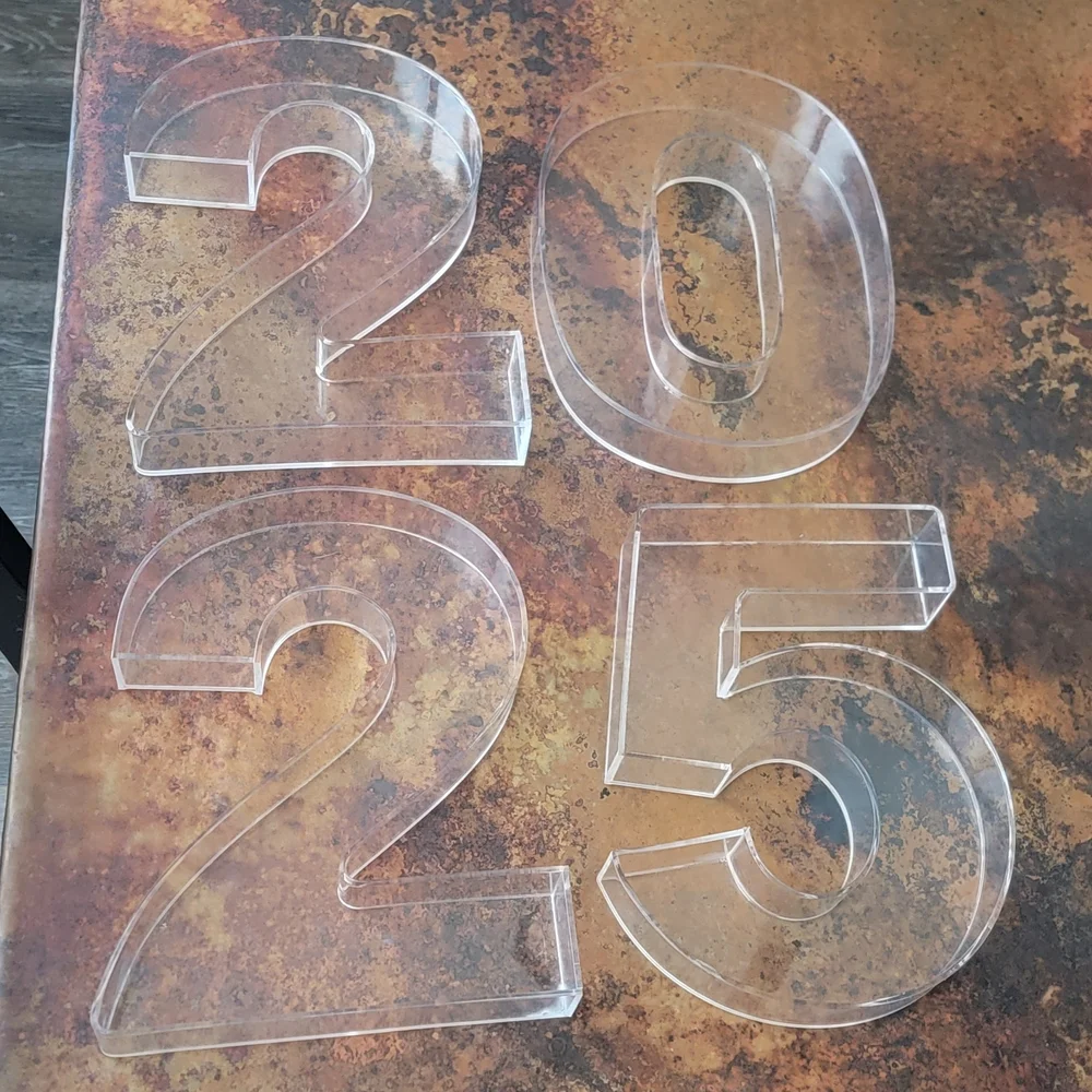 Clear Acrylic Number Set 2025 Graduation Birthday Anniversary Party Charcuterie